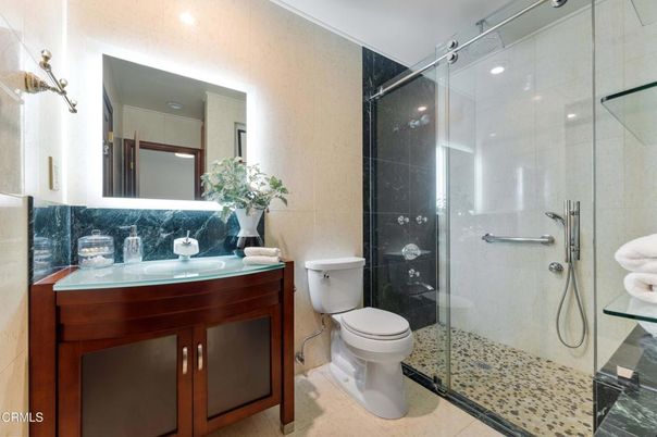 Bathroom, Glass Shower, Interior, Recessed Lighting