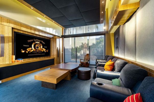 Home Theatre Room, Interior, Living room, Projection Screen, Recessed Lighting, Theatre Room