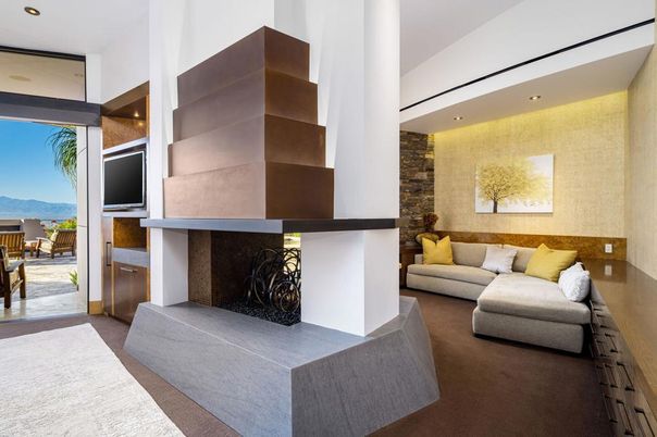 Fireplace, Interior, Living room, Recessed Lighting