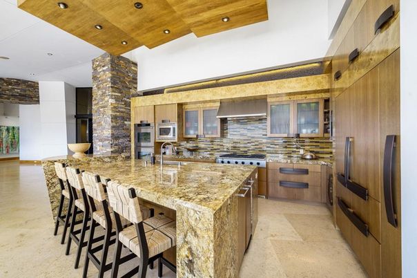 Interior, Kitchen, Recessed Lighting, Stainless Steel Appliances, Wooden Ceilings