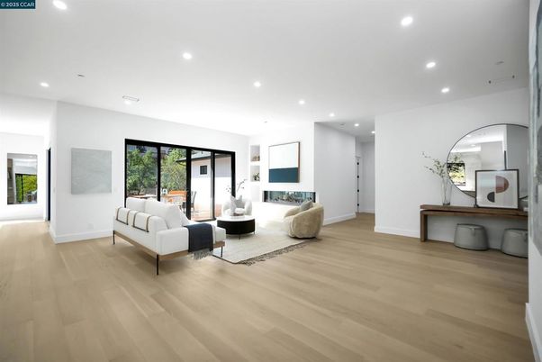 Interior, Living room, Recessed Lighting, Wood Texture Flooring