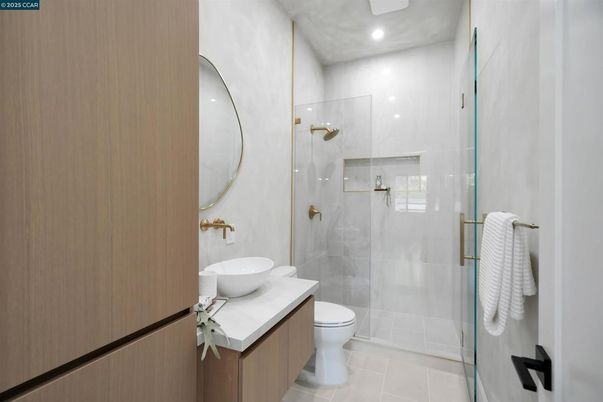 Bathroom, Glass Shower, Interior, Recessed Lighting