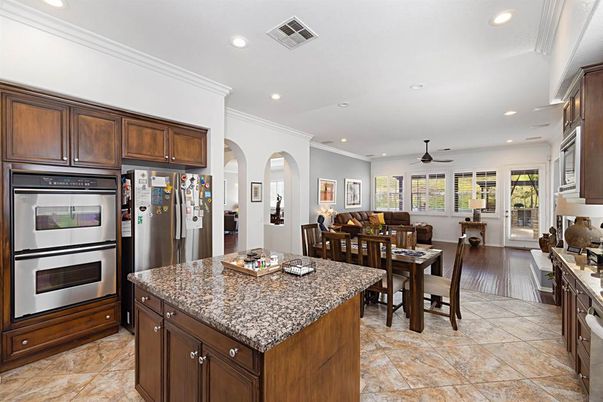 Dining room, Interior, Kitchen, Living room, Recessed Lighting, Stainless Steel Appliances