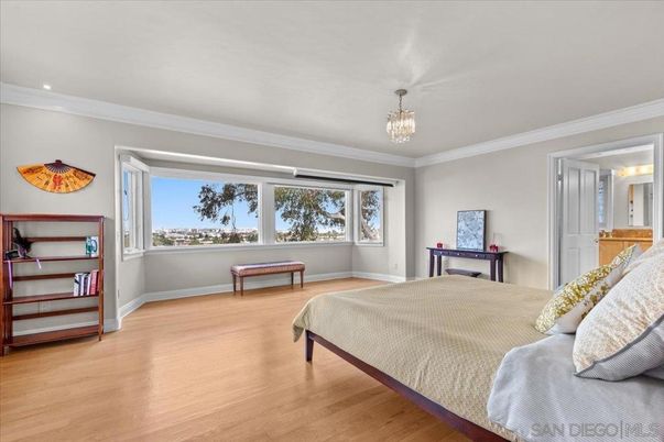 Bedroom, Chandelier, Interior, Recessed Lighting, Wood Texture Flooring