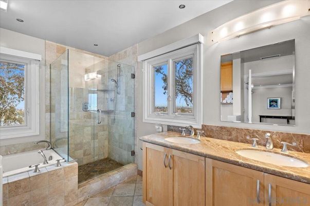 Bathroom, Dual Sink Vanities, Glass Shower, Interior, Recessed Lighting