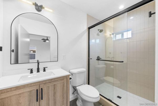 Bathroom, Glass Shower, Interior, Recessed Lighting