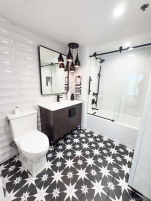 Bathroom, Glass Shower, Interior, Recessed Lighting