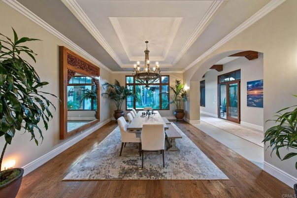 Chandelier, Dining room, Interior, Wood Texture Flooring