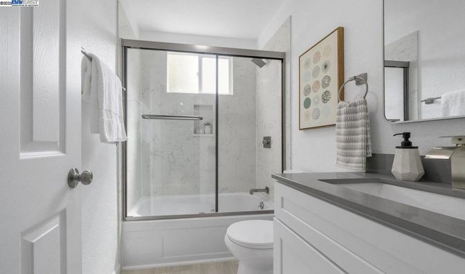 Bathroom, Glass Shower, Interior, Marble Walls