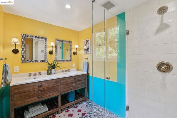 Bathroom, Dual Sink Vanities, Glass Shower, Interior, Recessed Lighting