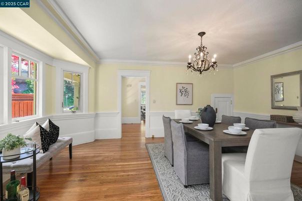 Chandelier, Dining room, Interior, Wood Texture Flooring