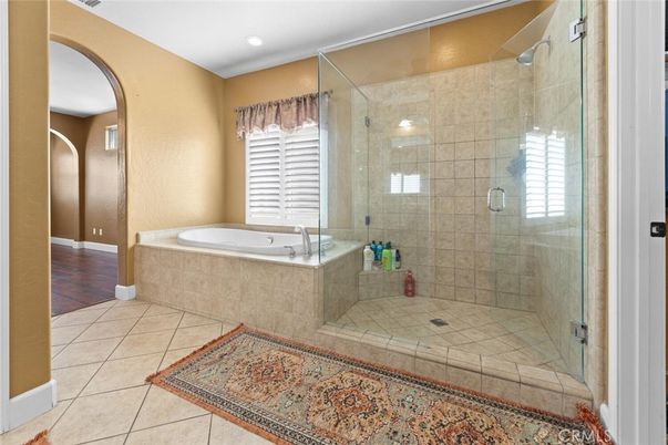 Bathroom, Glass Shower, Interior, Recessed Lighting, Wood Texture Flooring