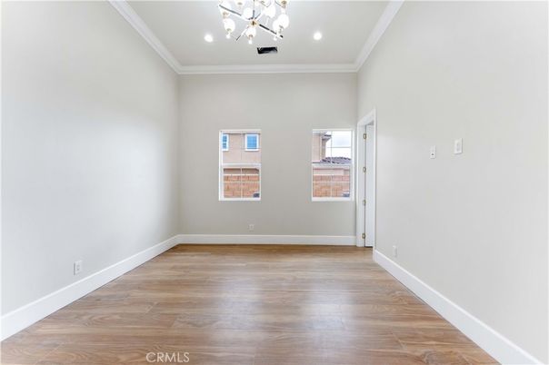 Empty room, Interior, Pendant Lights, Recessed Lighting, Wood Texture Flooring