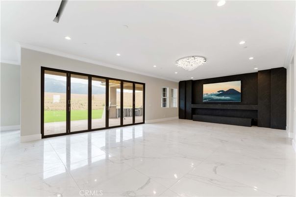 Chandelier, Empty room, Interior, Marble, Recessed Lighting