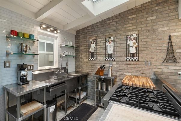 Interior, Kitchen, Stone Walls, Wood Texture Flooring