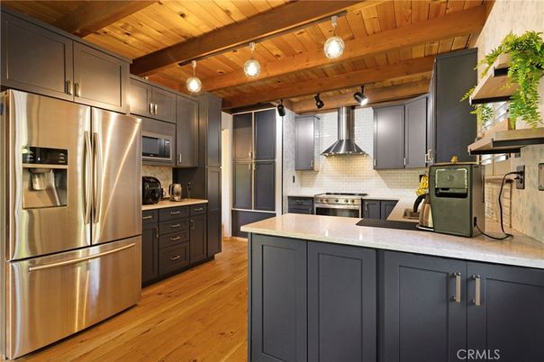 Interior, Kitchen, Stainless Steel Appliances, Wooden Beams, Wooden Ceilings, Wood Texture Flooring