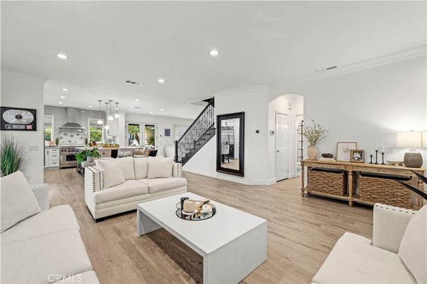 Interior, Kitchen, Living room, Pendant Lights, Recessed Lighting, Stainless Steel Appliances, Wood Texture Flooring
