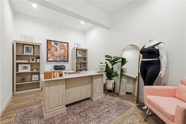 Home Office, Interior, Recessed Lighting, Wood Texture Flooring