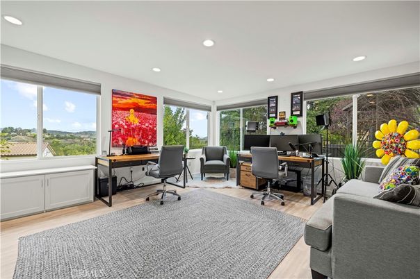 Home Office, Interior, Recessed Lighting, Wood Texture Flooring