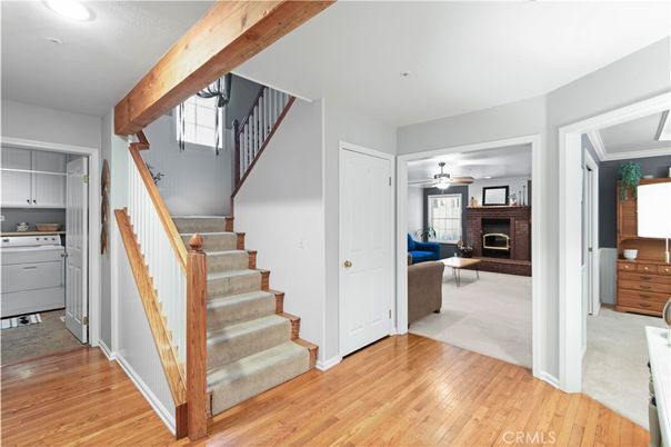 Fireplace, Interior, Recessed Lighting, Wood Texture Flooring