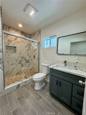Bathroom, Glass Shower, Interior, Marble Walls, Recessed Lighting