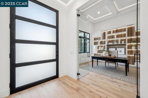 Home Office, Interior, Recessed Lighting, Wood Texture Flooring