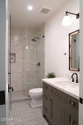 Bathroom, Glass Shower, Interior, Recessed Lighting