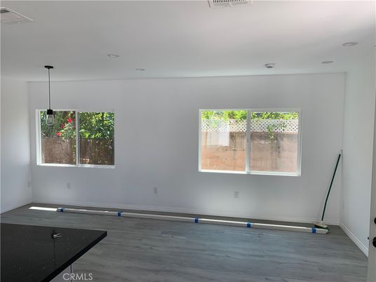 Empty room, Interior, Pendant Lights, Recessed Lighting, Wood Texture Flooring