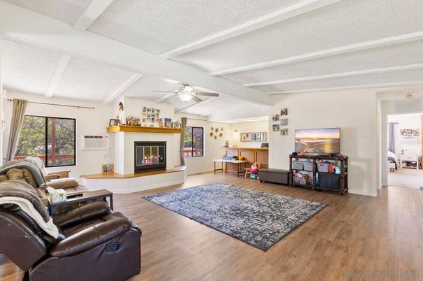 Home Theatre Room, Fireplace, Interior, Wood Texture Flooring