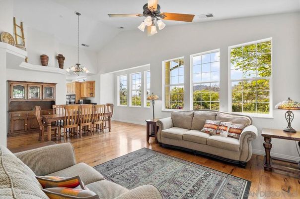 Dining room, Interior, Living room, Pendant Lights, Wood Texture Flooring