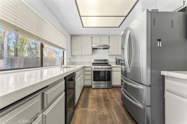 Interior, Kitchen, Stainless Steel Appliances, Wood Texture Flooring