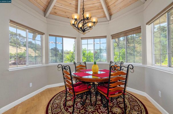 Chandelier, Dining room, Interior, Wooden Beams, Wooden Ceilings, Wood Texture Flooring