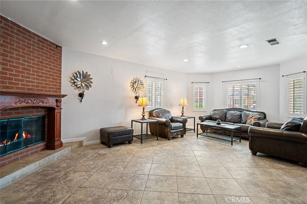 Fireplace, Interior, Living room, Recessed Lighting, Stone Walls