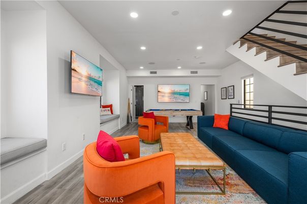 Game Room, Interior, Living room, Recessed Lighting, Wood Texture Flooring