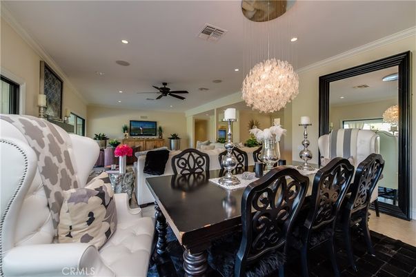 Chandelier, Dining room, Interior, Living room, Recessed Lighting