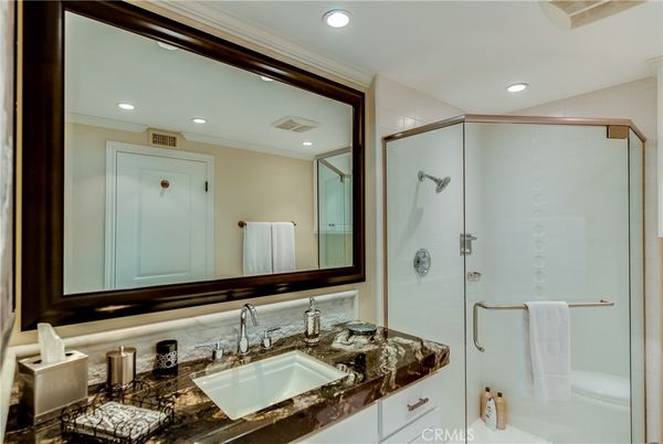 Bathroom, Glass Shower, Interior, Recessed Lighting
