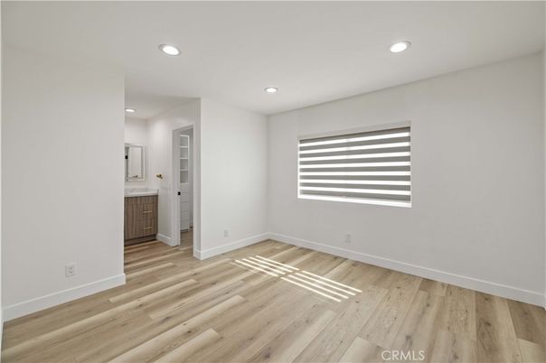 Bathroom, Empty room, Interior, Recessed Lighting, Wood Texture Flooring