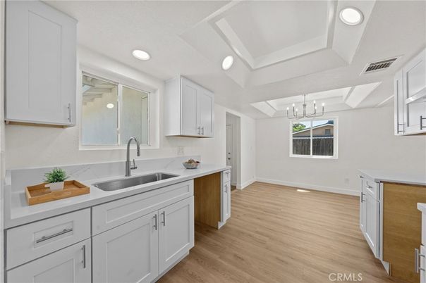 Interior, Kitchen, Pendant Lights, Recessed Lighting, Wood Texture Flooring