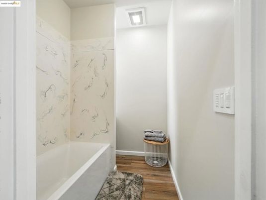 Bathroom, Interior, Marble Walls, Wood Texture Flooring