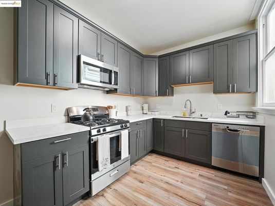 Interior, Kitchen, Stainless Steel Appliances, Wood Texture Flooring