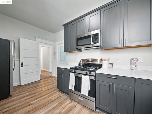 Interior, Kitchen, Stainless Steel Appliances, Wood Texture Flooring