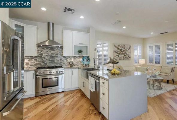 Interior, Kitchen, Living room, Recessed Lighting, Stainless Steel Appliances, Wood Texture Flooring