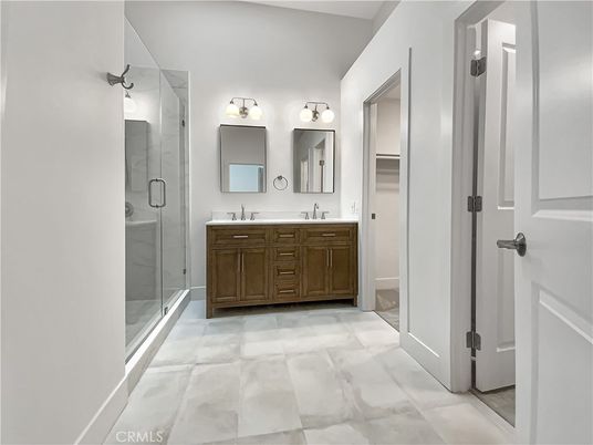 Bathroom, Dual Sink Vanities, Glass Shower, Interior