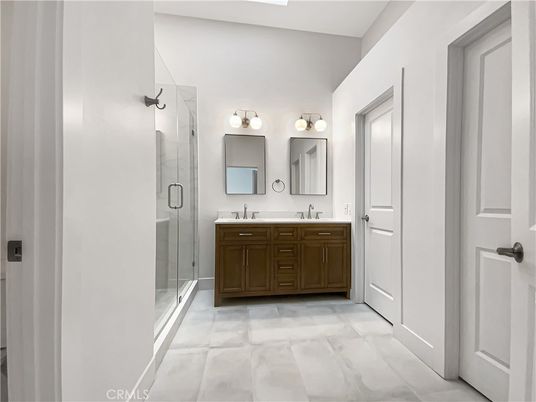 Bathroom, Dual Sink Vanities, Glass Shower, Interior