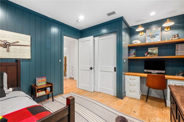 Home Office, Interior, Recessed Lighting, Wood Texture Flooring