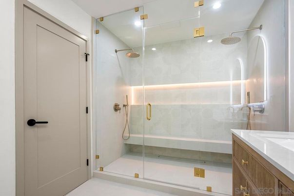 Bathroom, Glass Shower, Interior, Recessed Lighting