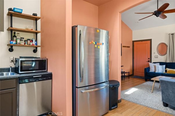 Interior, Kitchen, Stainless Steel Appliances, Wood Texture Flooring