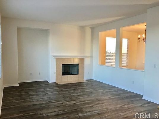 Chandelier, Empty room, Fireplace, Interior, Wood Texture Flooring