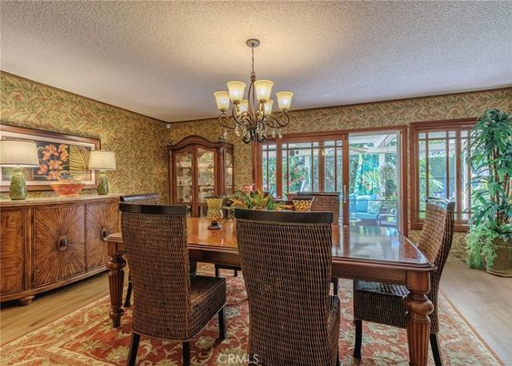 Chandelier, Dining room, Interior, Wood Texture Flooring