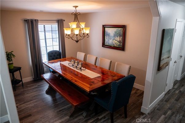 Chandelier, Dining room, Interior, Wood Texture Flooring